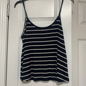 Forever 21 Cropped Navy and White Striped Tank